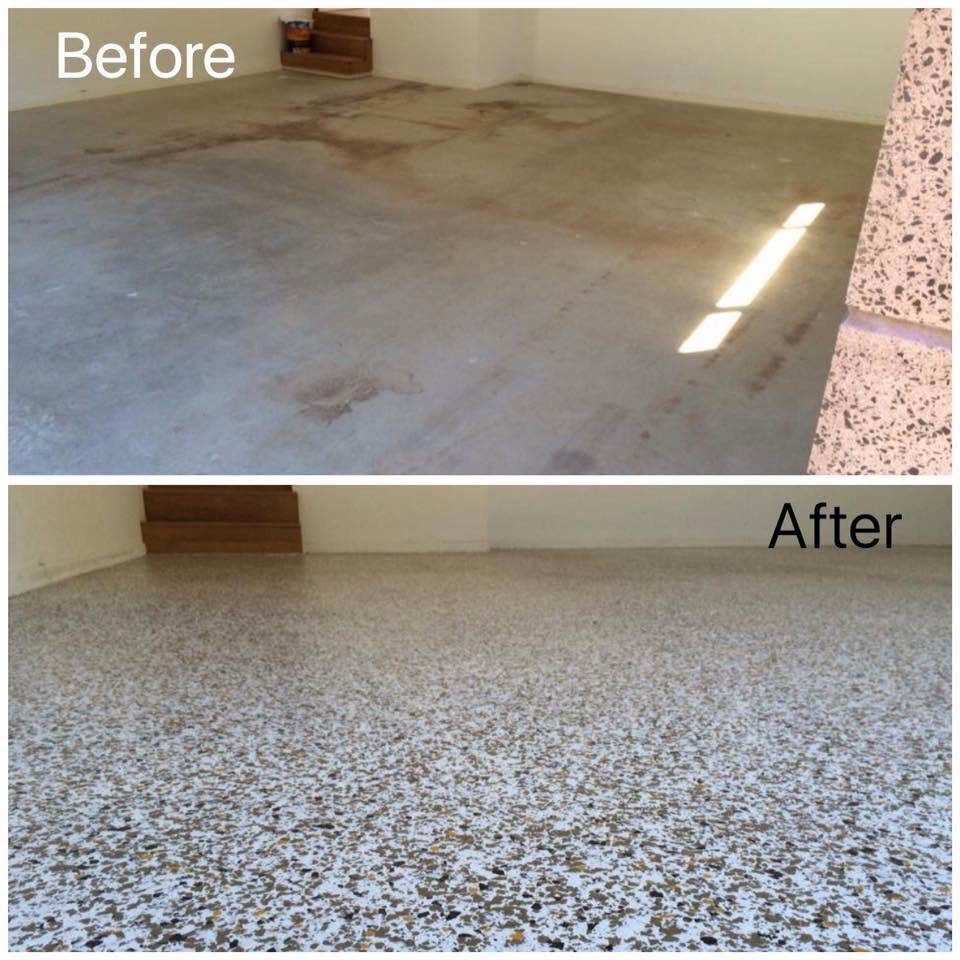 CreteSeal epoxy flake flooring project